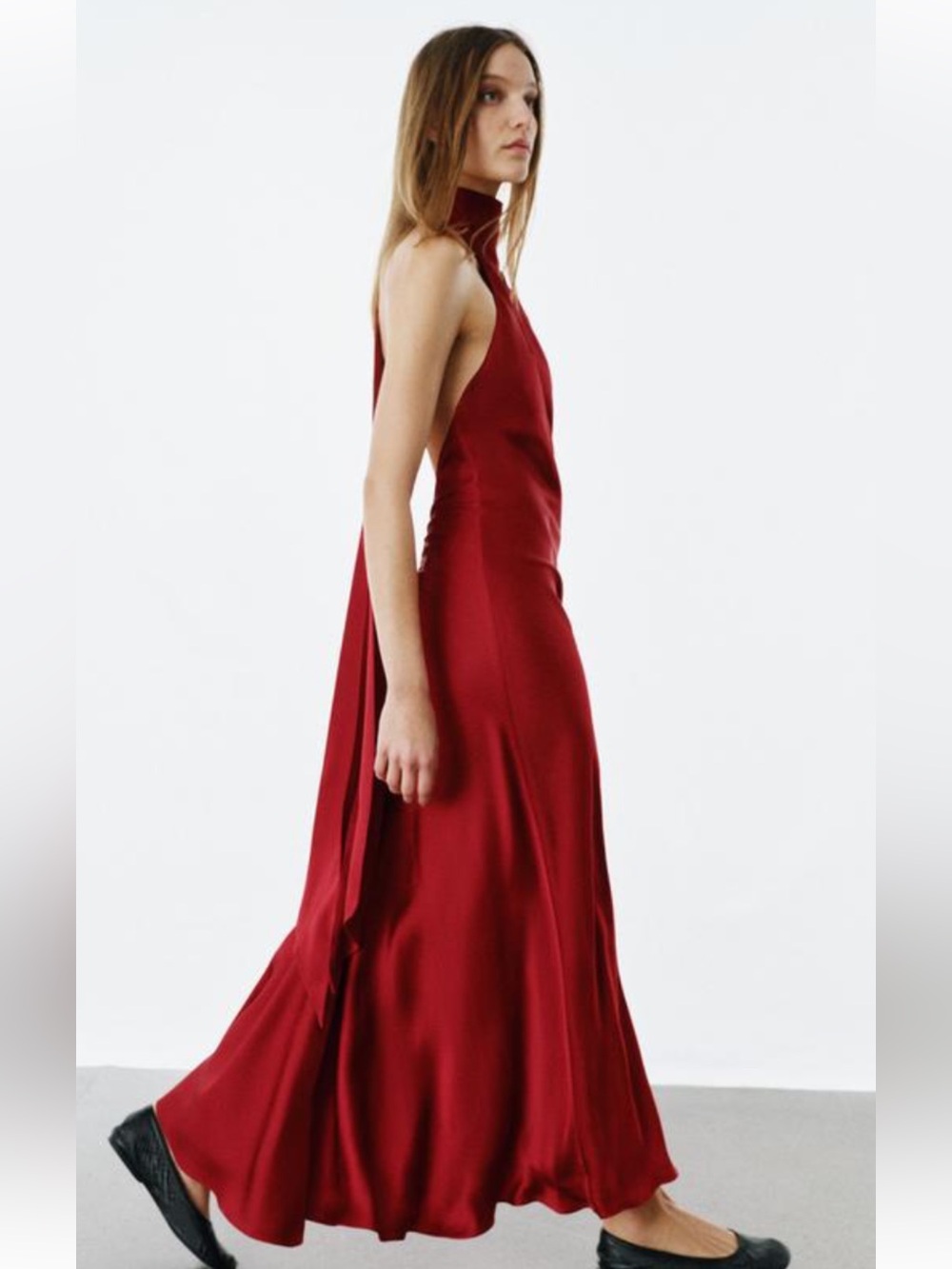 Zara Crimson Halter Maxi Dress